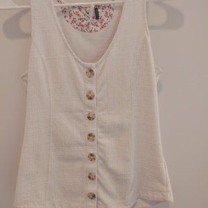 Anthropologie white sleeveless button top